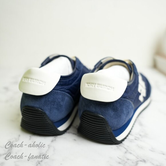 Tory Burch T-Logo Nylon Suede Vintage Sneaker 2.0 in Tory Navy/Blanc - Picture 5 of 14
